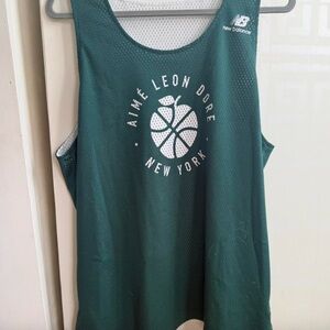 Aime Leon Dore /New Balance Reversible Green Mesh Basketball Jersey w White Logo